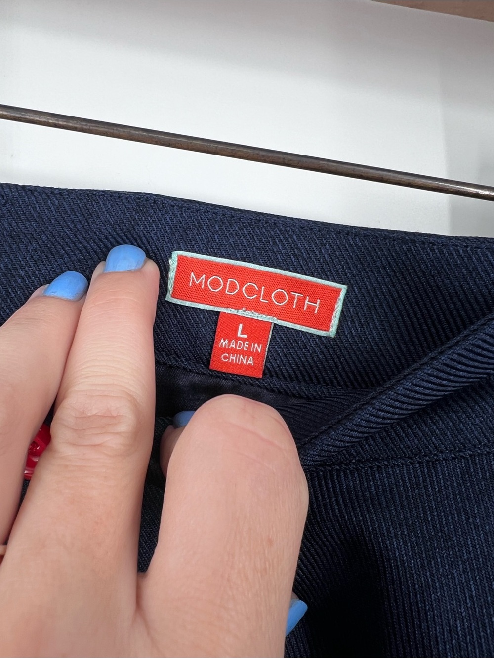 ModCloth Rainbow Button Navy Blue Circle Skirt Size Large Retro Rockabilly - Picture 3 of 5